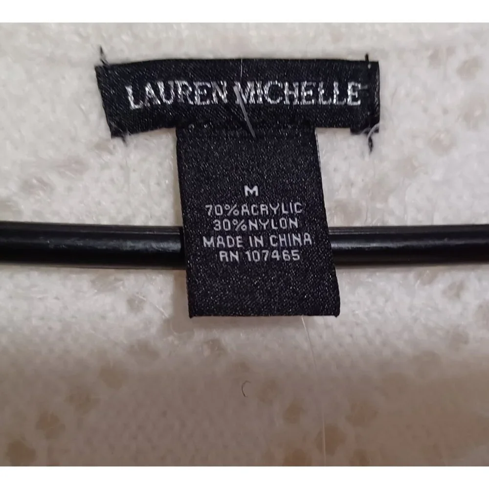 Lauren Michelle  Womens Medium Fuzzy White  Sweater - Picture 3 of 5